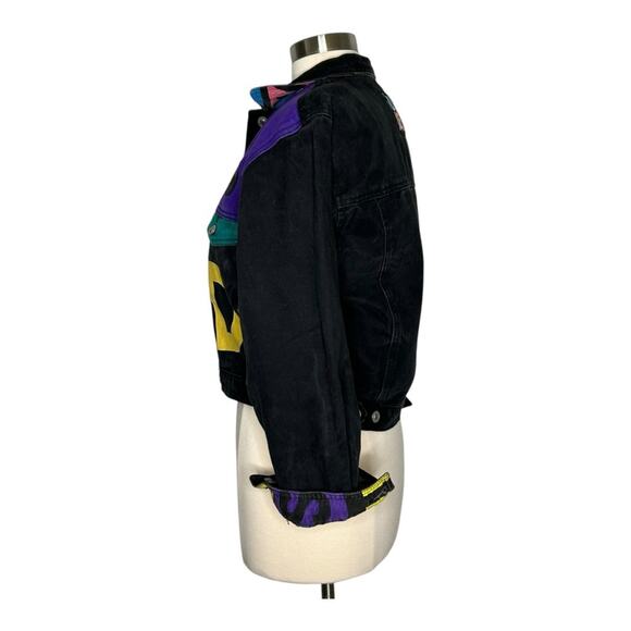 Get Used Colorblock 90S Brushed Twill Denim Jacket Printed Interior Small - Picture 4 of 14